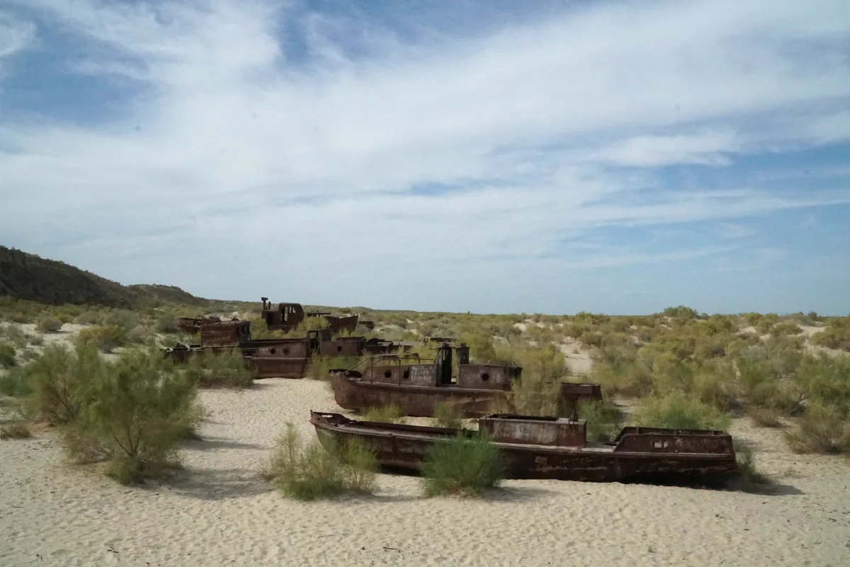 Abandoned ships in Muynak on the former Aral seabed